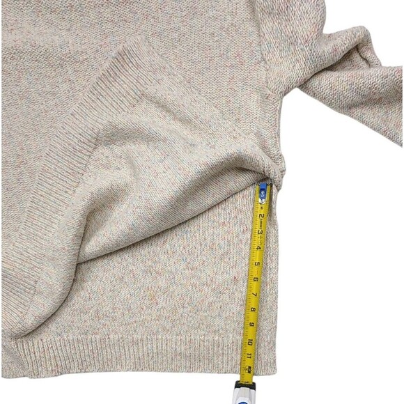 Lou & Grey Speckled Confetti Knit Mock Neck Sweater Side Vents Cream Cozy M - Picture 6 of 11